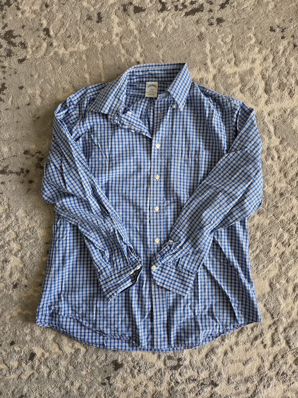 Brooks Brothers Blue and White Gingham Dress Shirt